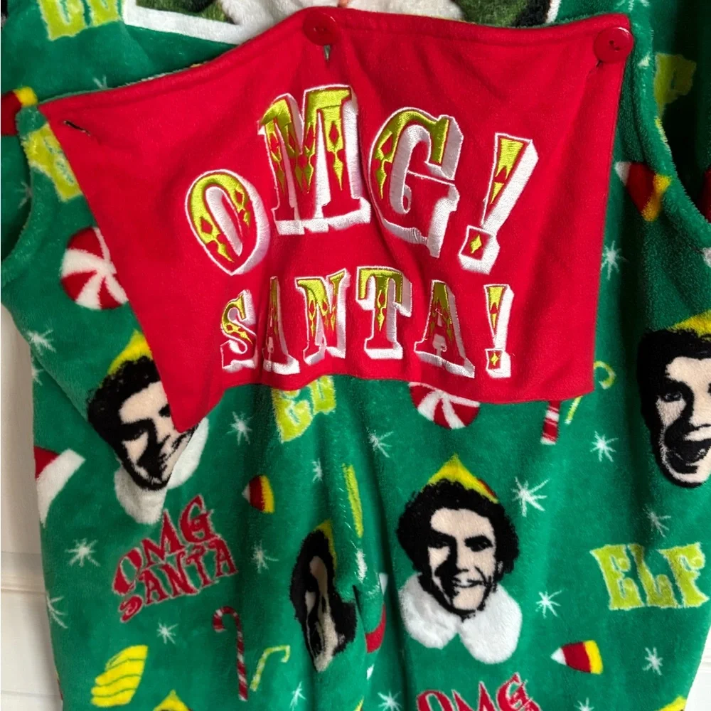 Buddy the Elf plush zip front Christmas drop seat union suit size Large